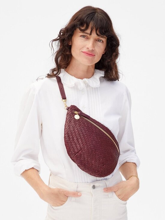 Clare V Handbags - Clare V Woven Leather Crossbody - Cassis